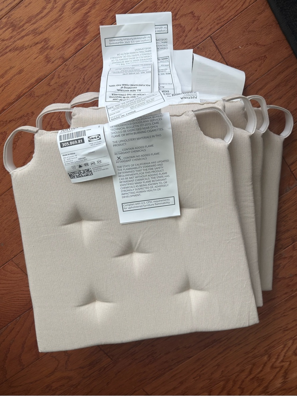 IKEA Tufted Seat Cushions in Cream - Set of 4